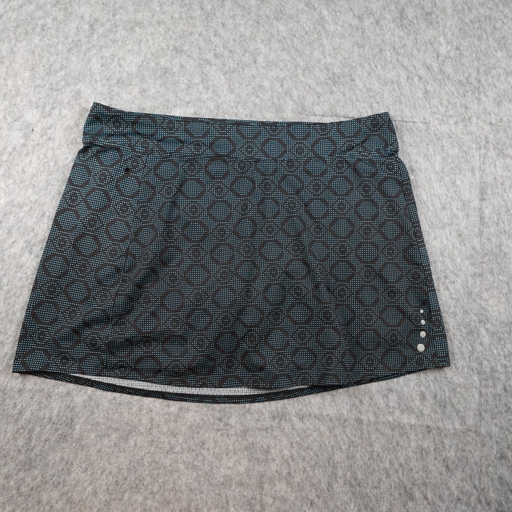 LL Bean Skort Womens Large Black Green Geometric UPF Active Performance Skirt